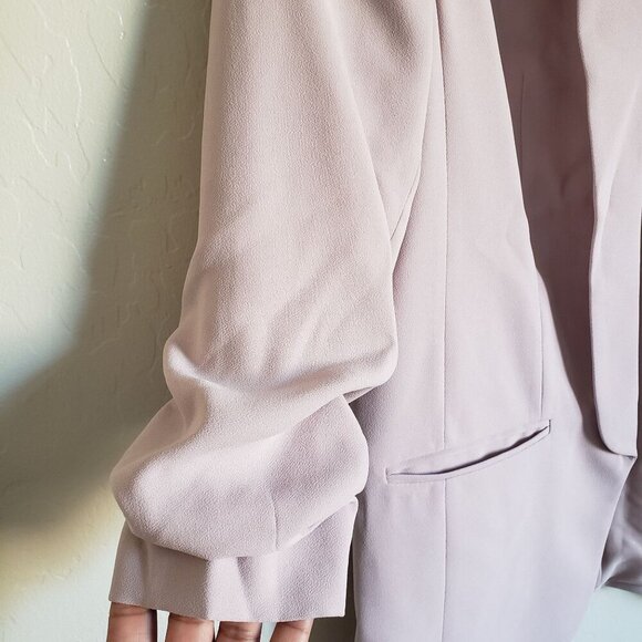 Express Ruched Sleeve Boyfriend Blazer Jacket Open Front Petal Pink Size XS NEW - Picture 5 of 12